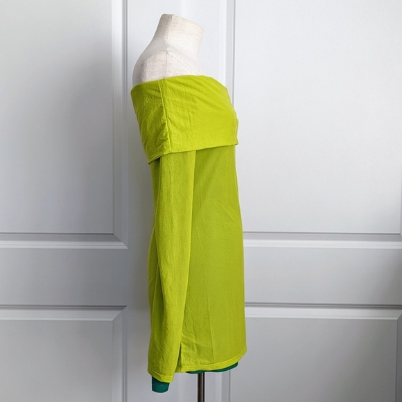 Simon Miller Mini Mesh Cosmo Off The Shoulder Long Sleeve Fitted Kiwi M NWT - Picture 4 of 12